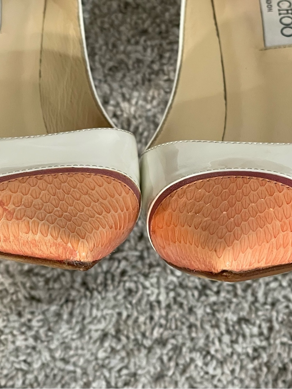 Jimmy Choo Capri White Sorbet & Grapefruit Pointy Toe Pumps, Size 40 - Picture 5 of 7